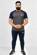 Men’s Dry-Fit Tracksuit-Olive Grey/Navy Blue combo#158