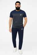 Men’s Dry-Fit Tracksuit-Olive Grey/Navy Blue combo#160