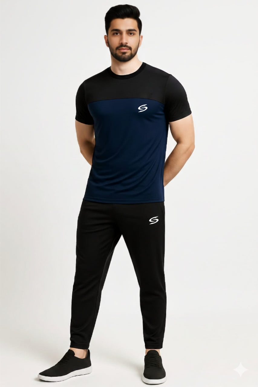 Men’s Dry-Fit Tracksuit-Navy Blue/Black combo#162 - Superwear