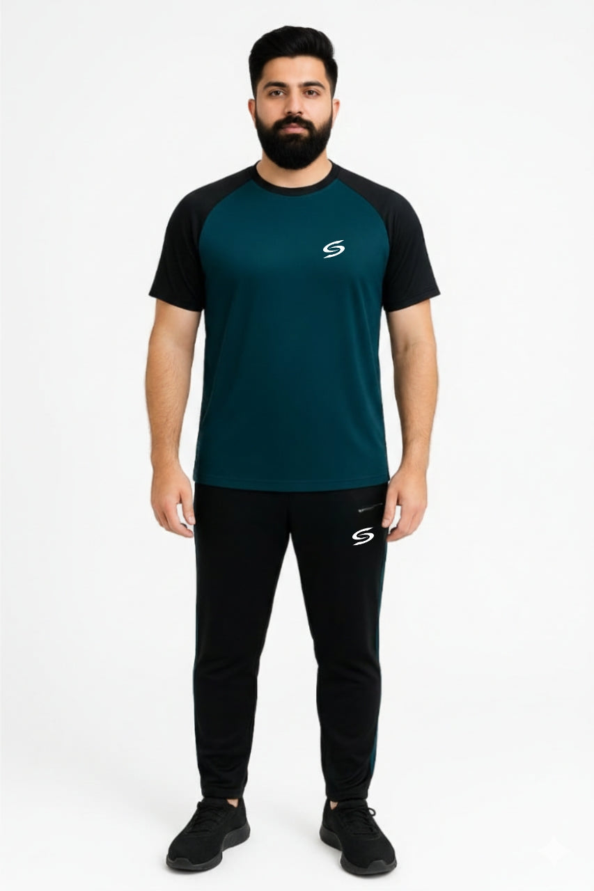 Men’s Dry-Fit Tracksuit-Zinc/Black combo#163 - Superwear