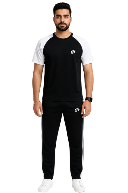 Men’s Dry-Fit Tracksuit-Black/White combo#165 - Superwear