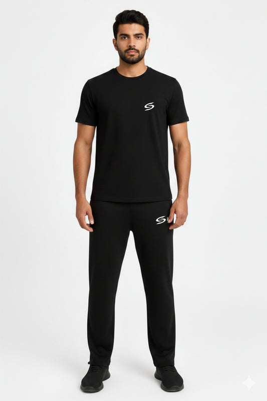 Men’s Dry-Fit Tracksuit-Full Black #168 - Superwear