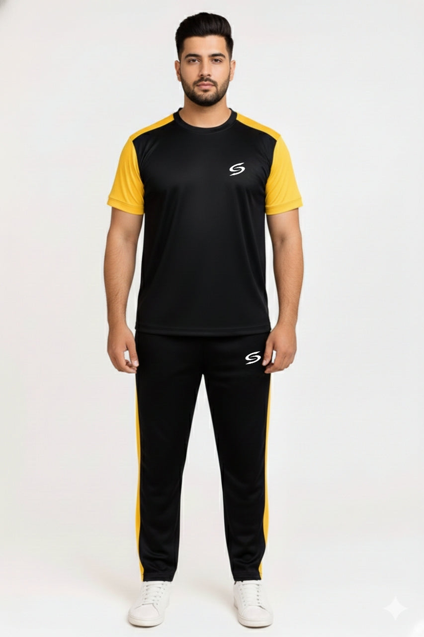 Men’s Dry-Fit Tracksuit-Black/Yellow Combo #171