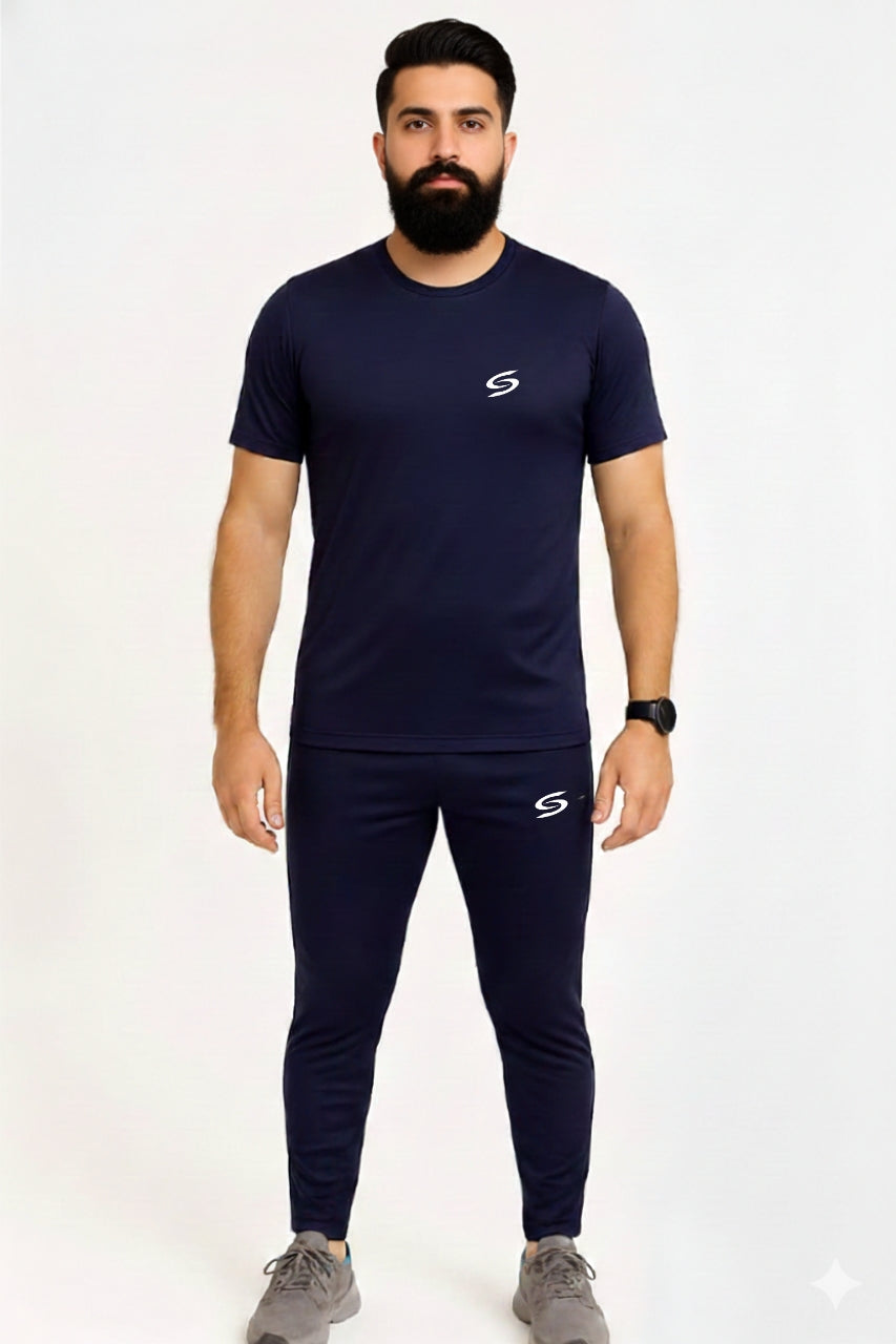 Men’s Dry-Fit Tracksuit-Full Navy Blue #173