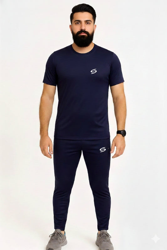 Men’s Dry-Fit Tracksuit-Full Navy Blue #173 - Superwear