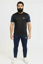 Men’s Dry-Fit Tracksuit-Black/Navy Blue Combo #177