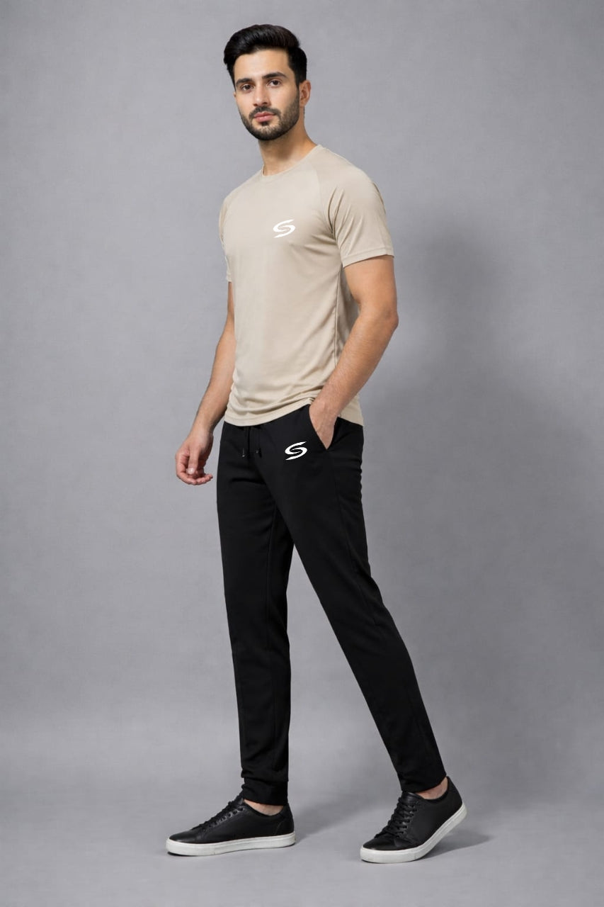 Men’s Dry-Fit Tracksuit-Mouse Skin/Black Combo #178 - Superwear