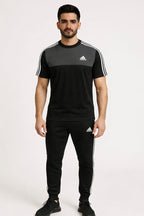Men’s Dry-Fit Tracksuit-Adi Style-Black/Grey Combo#193