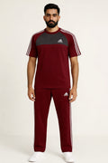 Men’s Dry-Fit Tracksuit-Adi Style-Maroon/Grey Combo#194
