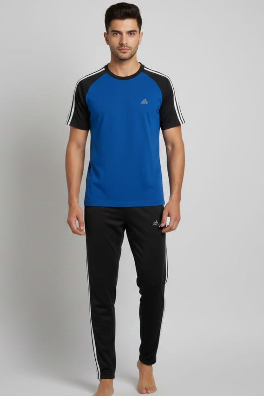 Men’s Dry-Fit Tracksuit-Adi Style-Royal Navy/Black Combo#197