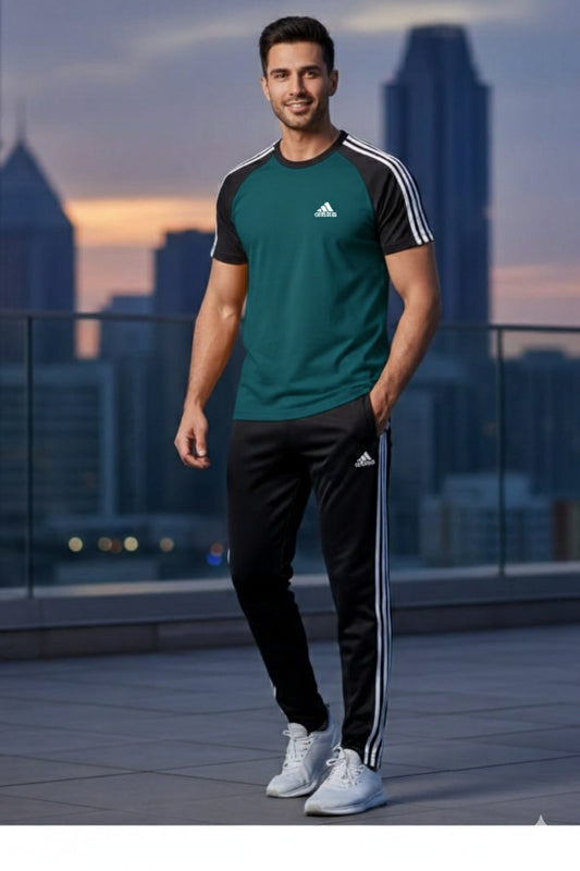 Men’s Dry-Fit Tracksuit-Adi Style-Zinc/Black Combo#201 - Superwear
