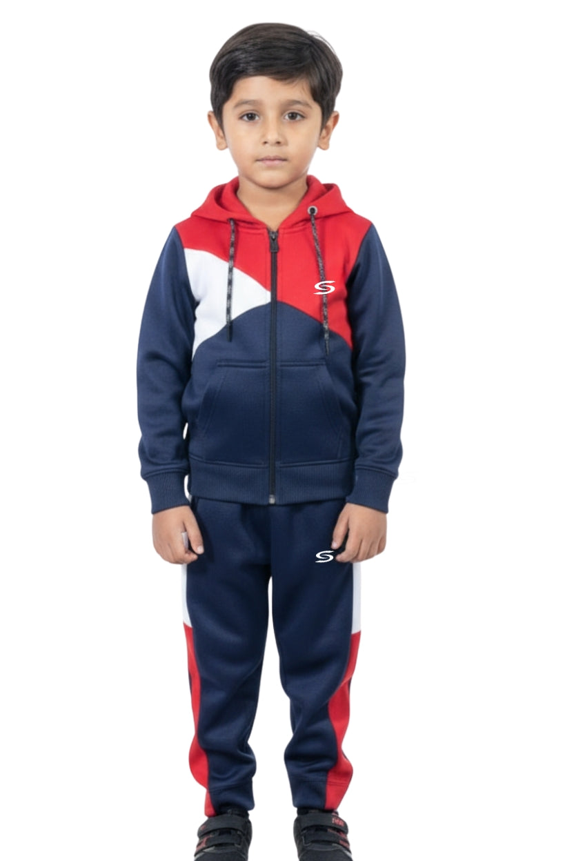 Kid's Only-Navy,Red & White-Premium Tracksuit - Superwear
