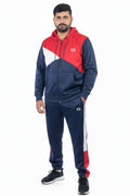Premium-Navy+Red & White Combo-Micro Fleece Tracksuit For Men - Superwear
