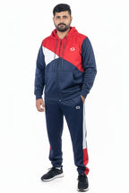 Premium-Navy+Red & White Combo-Micro Fleece Tracksuit For Men - Superwear
