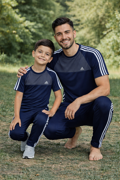 Navy blue and grey combo Like Father Like Son T-shirt by Superwear featuring matching casual style for father and son.