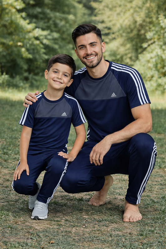Navy blue and grey combo Like Father Like Son T-shirt by Superwear featuring matching casual style for father and son.