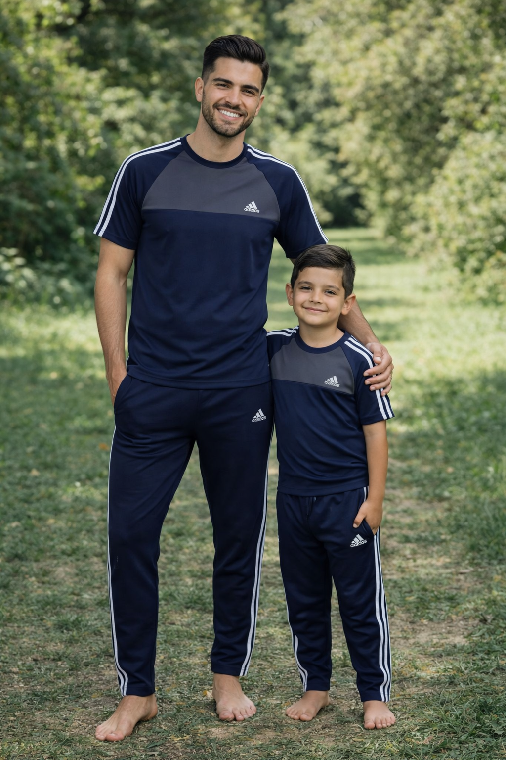 Navy blue and grey combo Like Father Like Son T-shirt by Superwear, featuring a casual fit and comfortable fabric.