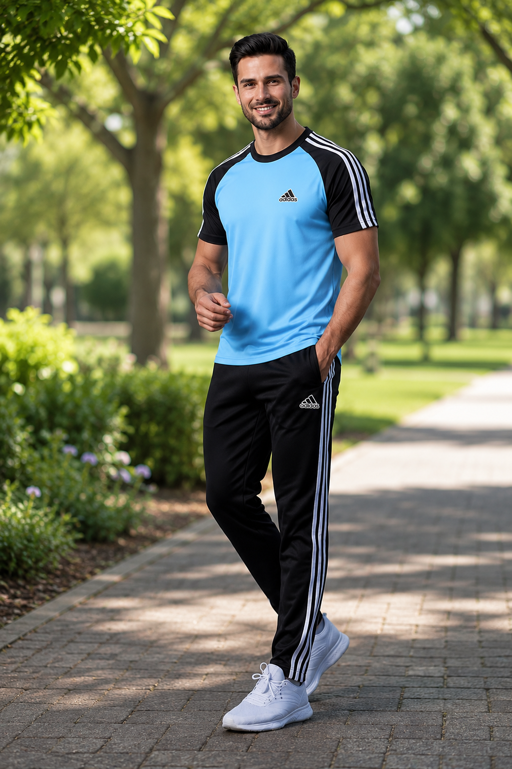 Men.s Dry fit-Adi-Sky Blue/Black Combo#205