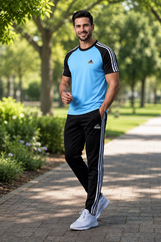 Men.s Dry fit-Adi-Sky Blue/Black Combo#205 - Superwear