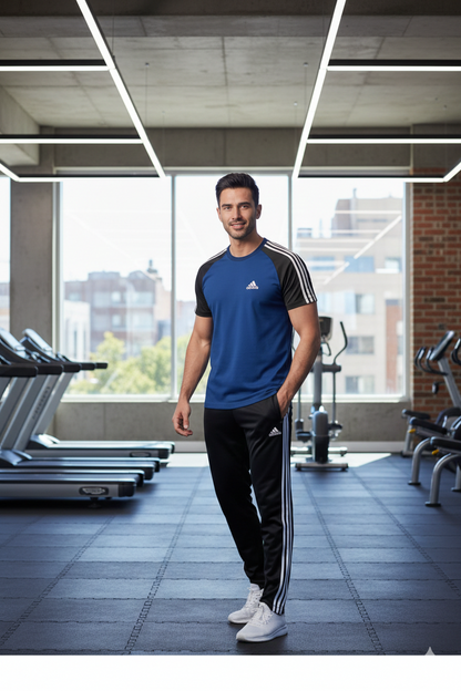 Men’s Dry-Fit Tracksuit-Adi Style-Royal Navy/Black Combo#197 - Superwear