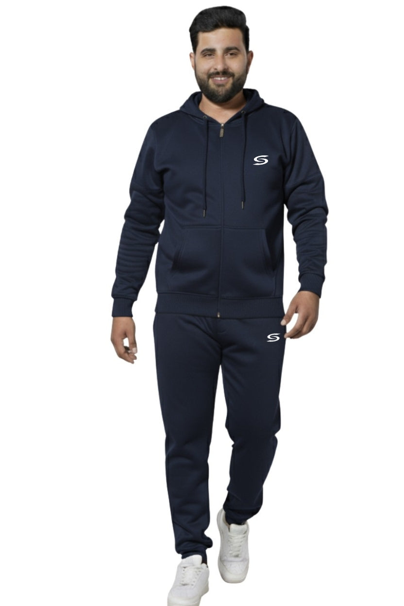 Premium-Black-Micro Fleece Tracksuit For Men - Superwear
