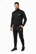 Black Mock Neck Full-Zip Tracksuit - Superwear