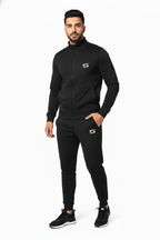 Black Mock Neck Full-Zip Tracksuit - Superwear