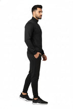 Black Mock Neck Full-Zip Tracksuit - Superwear