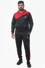 Premium-Black+Red Combo-Micro Fleece Tracksuit For Men - Superwear