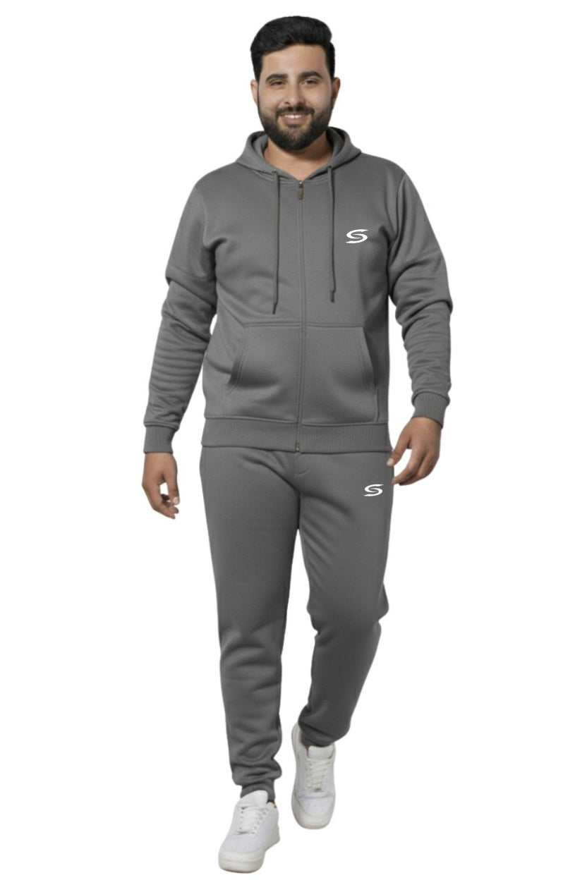 Premium-Grey-Micro Fleece Tracksuit For Men - Superwear