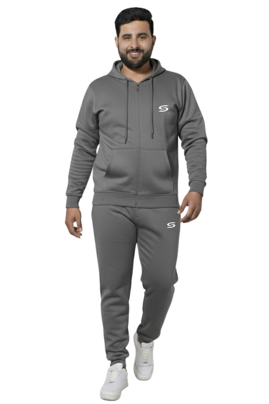 Premium-Grey-Micro Fleece Tracksuit For Men - Superwear
