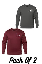 Premium Pack Of 2-Grey+Maroon-Crew-Neck Sweatshirt - Superwear