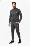 Grey Mock Neck Full-Zip Tracksuit - Superwear