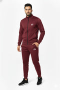 Maroon Mock Neck Full-Zip Tracksuit - Superwear
