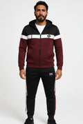 Premium-Maroon+Black & White Combo-Micro Fleece Tracksuit For Men - Superwear