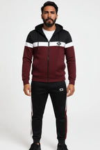 Premium-Maroon+Black & White Combo-Micro Fleece Tracksuit For Men - Superwear