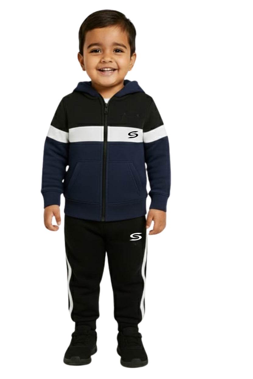 Kid's Only-Navy,Black & White-Premium Tracksuit - Superwear