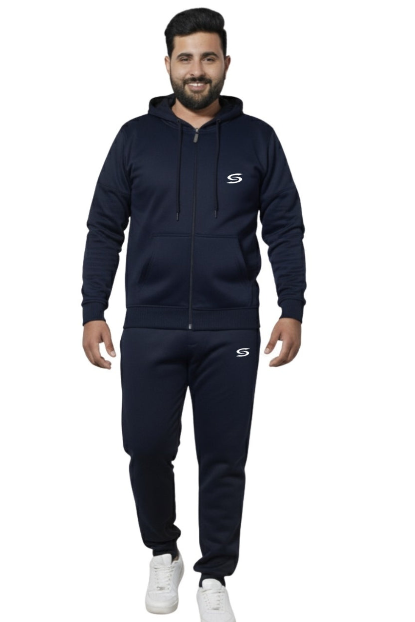 Premium- Navy Blue-Micro Fleece Tracksuit For Men - Superwear
